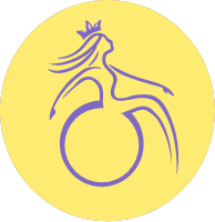 Chronically Jenni submark - wheelchair user wearing a crown in purple circle