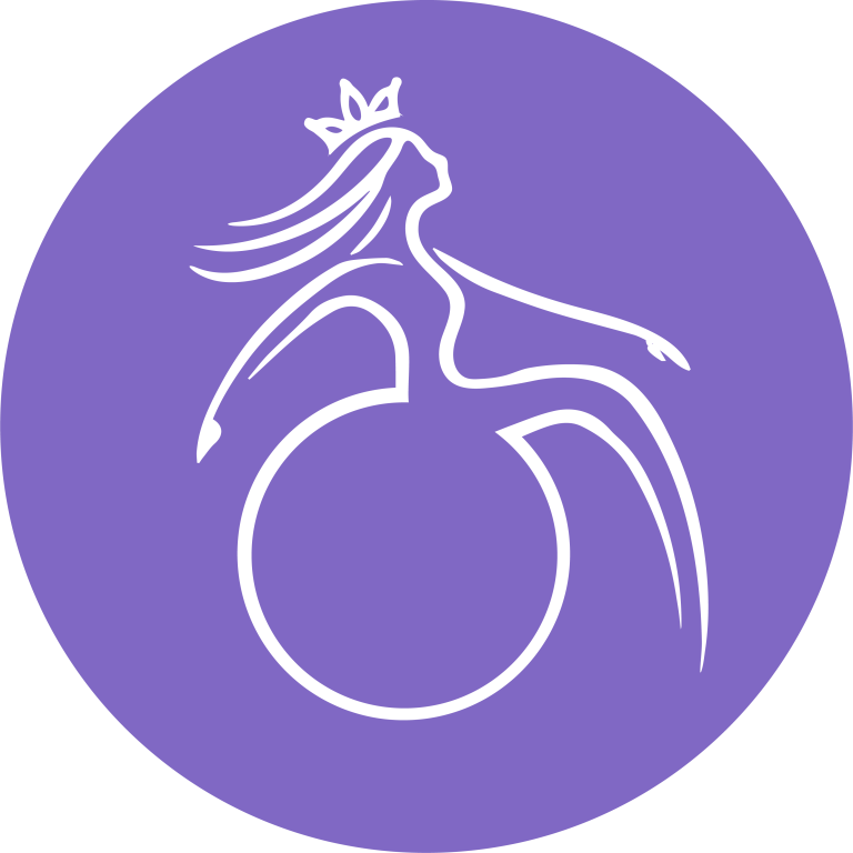 Chronically Jenni submark - wheelchair user wearing a crown in purple circle