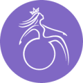 Chronically Jenni submark - wheelchair user wearing a crown in purple circle