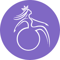 Chronically Jenni submark - wheelchair user wearing a crown in purple circle