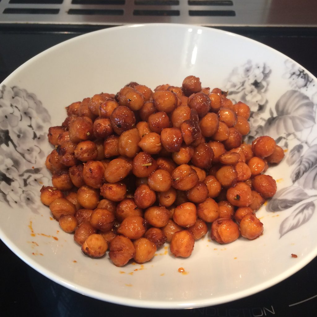 A bowl of chickpeas.