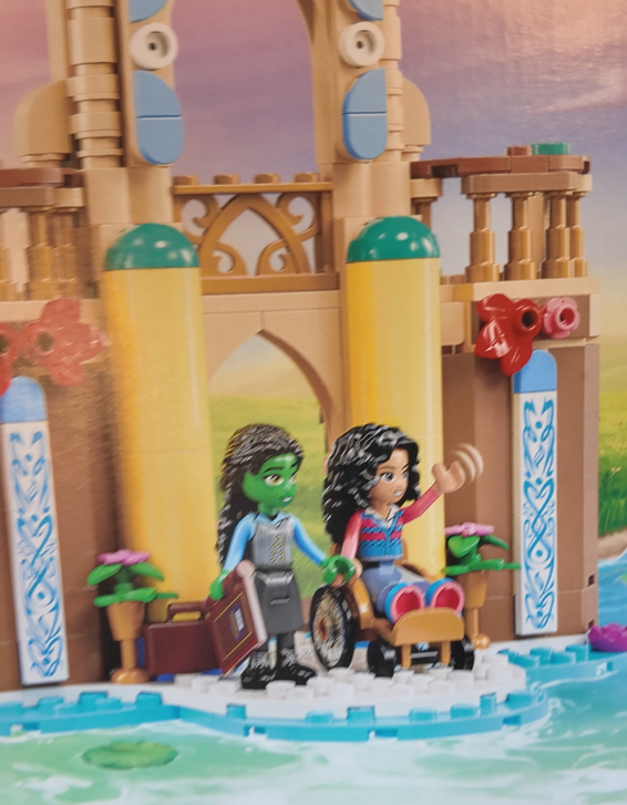 a picture of a wicked lego set showing elphaba and nessarose on their arrival at shiz university