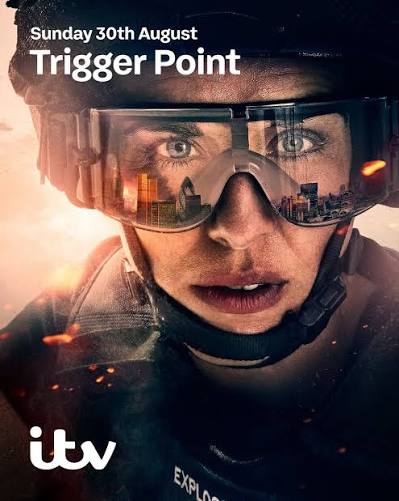 a photo of actress vicky mcclure as explosives officer Lana Washington. it reads ITV Trigger Point Sunday 30th August