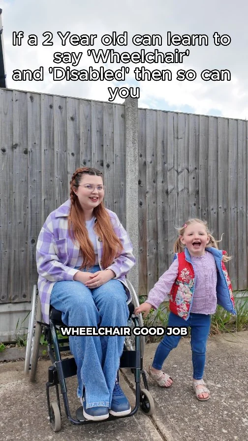 Don't be like these people! Just say Disabled! If a 2 year old can learn to say it then so can you! 

We’ve got to stop tiptoeing around the word disabled like it’s something shameful. I've also had so many people avoid calling my wheelchair what it is, they'll even call it a walker or scooter to avoid saying wheelchair! It's odd! And I’m not a 'differently abled', 'special' or a 'priority guest'— I’m disabled. I use a wheelchair. It’s not offensive, it’s descriptive. They are not bad words! 

In fact, using euphemisms often makes it more uncomfortable and reinforces the idea that disability is something to be hidden or whispered about. Spoiler: it’s not. And the more we normalise the correct language, the easier it gets — for everyone.

Language matters. Clarity matters. Representation matters.

If a 2-year-old can get it right without blinking, adults have no excuse.

Share this with someone who needs to hear it and let’s normalise saying disabled.

#WheelchairUser #DisabledAndProud #DisabilityAwareness #SayDisabled #DisabilityEducation #DisabledIsNotABadWord