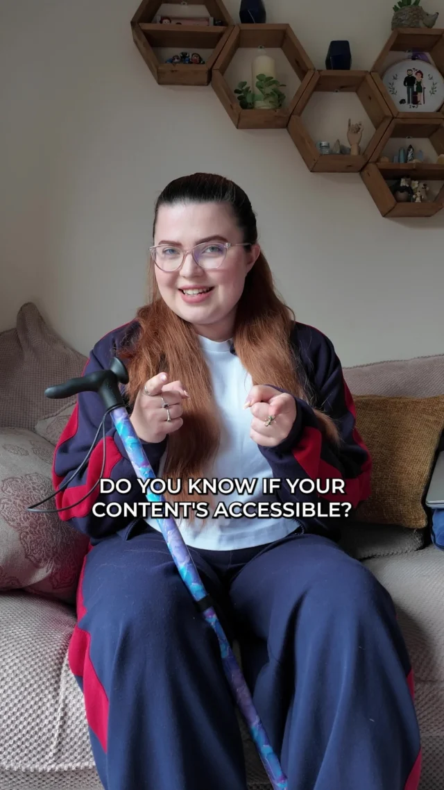 Do you know if your content is accessible?! If you're posting online, you need to think about accessibility because if your content isn’t accessible, it’s not inclusive and that means you’re missing out on potential engagement.

Welcome back to another episode of Disability Education 101!
I’m Chronically Jenni, and I’m here to tell you all the things you never learned about disability!

So, here’s some easy ways you can make your content more accessible in under a minute:

- Add alt text to your images: this is what screen readers read aloud to blind or visually impaired users. Keep it clear and descriptive. Add image descriptions in your caption if alt text isn’t supported. Also try not to use too many emojis or use emojis are bullet points as it can make things confusing for screen readers.

- Always use captions on videos: not just for d/Deaf users but also for people with audio processing issues, did you know Around 85% of video content on social media is watched without sound?

- Use CamelCase hashtags: capitalise the first letter of each word, so screen readers can read them properly.

- Avoid putting important info only in a graphic or video. Always repeat it in the caption so no one misses it.

- Make sure your text is high contrast: no pale fonts on white or clashing colours that are hard to read.

- And use clear, simple language: accessibility includes cognitive access too!

Making your content accessible isn’t just good practice, it’s essential. Small changes make a big difference.

Save this to check before your next post, and follow for more Disability Education 101. If there's something I've missed, let me know in the comments!

#DisabilityEducation #DisabilityEducation101 #DisabilityAwareness #ChronicallyJenni #Accessibility #OnlineAccessibility #MakeYourContentMoreAccessible