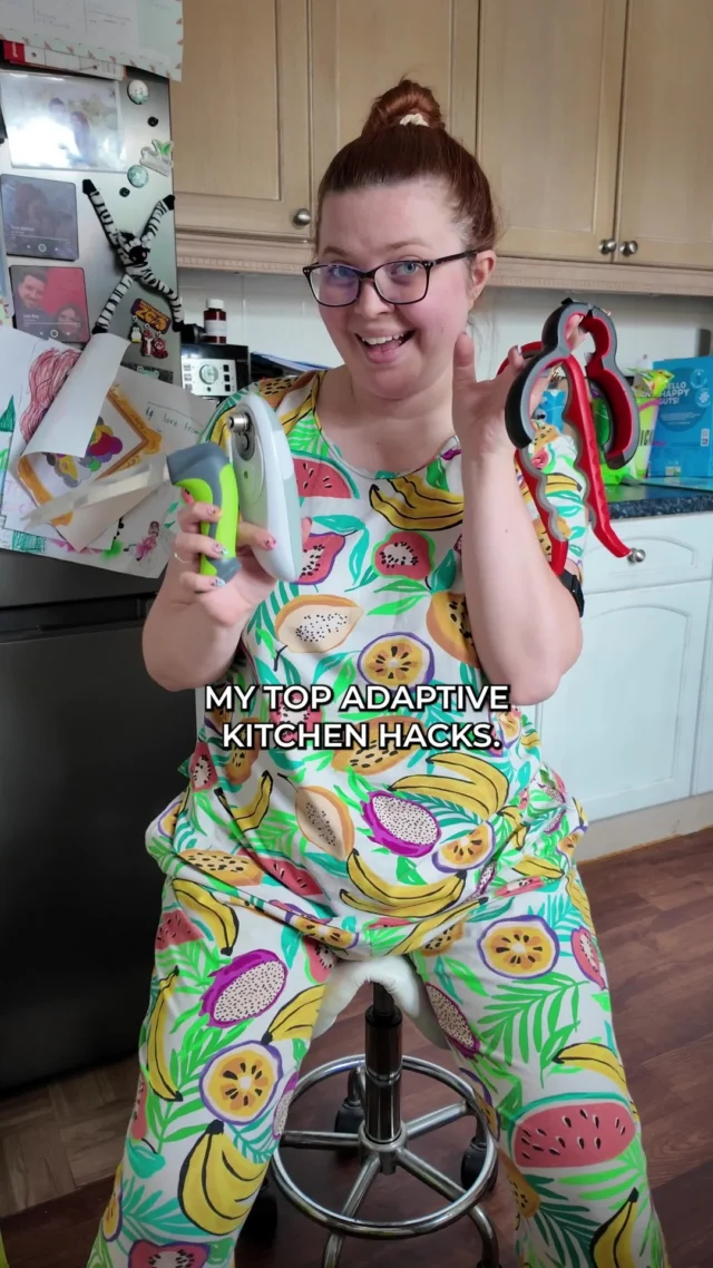 My Top Adaptive Kitchen Hacks! 

Living with chronic illness, fatigue & pain means I have to find ways to make everyday tasks easier, especially in the kitchen. These are some of the tools and tricks that help me:

1. Wheelie Saddle Stool – It allows me to move around the kitchen while staying seated. It’s easy to manoeuvre & surprisingly comfy.

2.  Pre-prepped frozen veg & microwave meals! An absolute lifesavers when I’m low on energy. It’s not lazy, it’s adaptive.

3. L-shaped Knife. This was one of the first EDS Hacks I got & it allows me to cut using wrist strength, so I’m not putting pressure through painful finger joints.

4. Automatic Tin Opener, hands-free and so satisfying to use! Even Ian and my support workers are fans.

5. Palm Peeler. Worn like a ring and super easy to use if you struggle with grip or fine motor skills.

6. Jar, bottle & pull ring openers. I have a variety of gadgets but my 6-in-1 opener handles most packaging with ease.

7. Grip Toggles. Clever attachments that fit onto utensils to make them easier to hold & you can turn them around and use the suction cup to help open drawers and cupboards

8. Hiring a Cleaner.  I get help every two weeks, and my mother-in-law kindly supports me in between. Keeping the kitchen clean and functional. Asking for help is just as good as any gadget, you don't have to do it all yourself!

What would you add to the list? Let me know in the comments! Head to my stories or link for more info on all the hacks in this video! 

#AdaptiveHacks #KitchenHacks #SpoonieHacks #ChronicIllnessLife #DisabilityHacks #AccessibleLiving  #MobilityAids #ChronicPainSupport #ChronicIllnessHacks
#KitchenGadgets